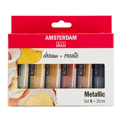 Royal Talens Amsterdam Acrylics Standard Series - 6 X 20 ML Metallic Set