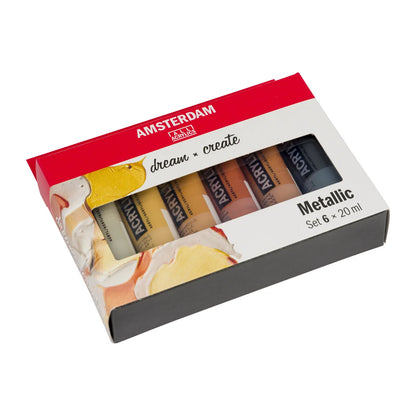 Royal Talens Amsterdam Acrylics Standard Series - 6 X 20 ML Metallic Set