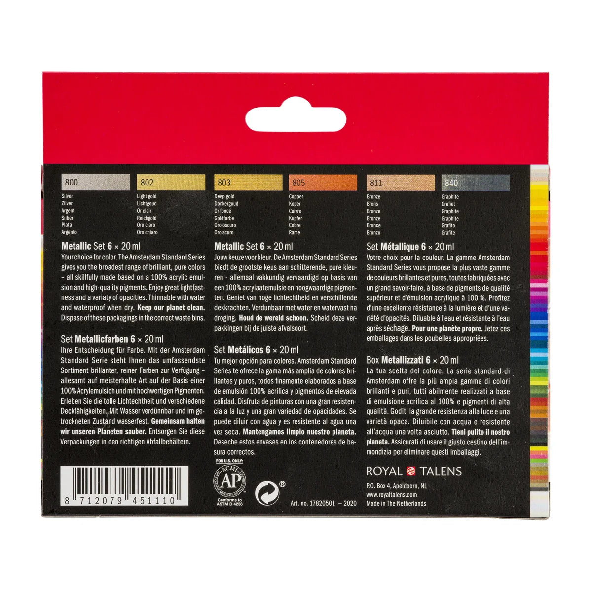 Royal Talens Amsterdam Acrylics Standard Series - 6 X 20 ML Metallic Set