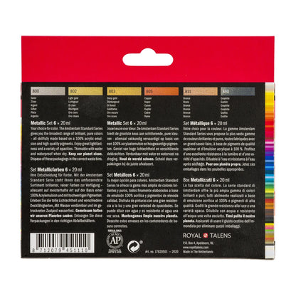 Royal Talens Amsterdam Acrylics Standard Series - 6 X 20 ML Metallic Set