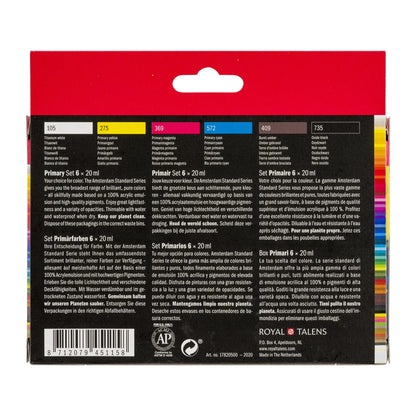Royal Talens Amsterdam Acrylics Standard Series - 6 X 20 ML Primary Set
