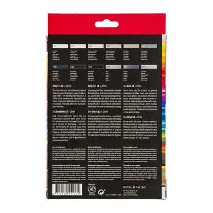 Royal Talens Amsterdam Acrylics Standard Series - 12 X 20 ML Grey Set