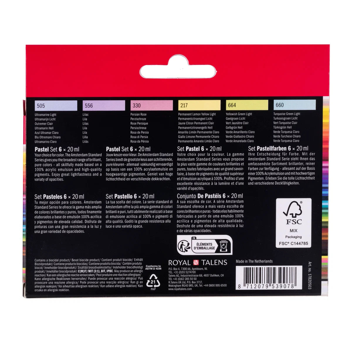 Royal Talens Amsterdam Acrylics Standard Series - 6 X 20 ML Pastel Set
