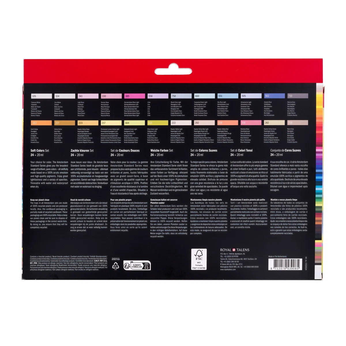 Royal Talens Amsterdam Acrylics Standard Series - 24 X 20 ML Soft Colors Set
