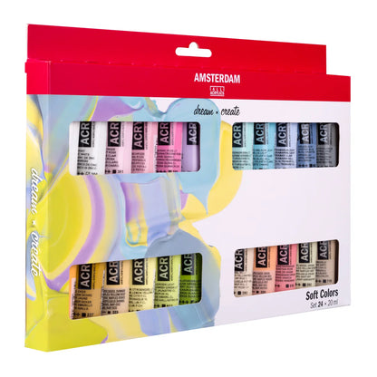Royal Talens Amsterdam Acrylics Standard Series - 24 X 20 ML Soft Colors Set