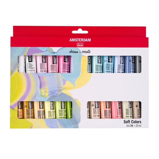 Royal Talens Amsterdam Acrylics Standard Series - 24 X 20 ML Soft Colors Set