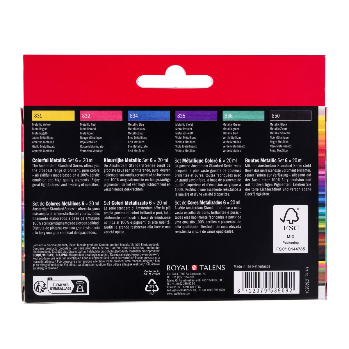 Royal Talens Amsterdam Acrylics Standard Series - 6 X 20 ML Colorful Metallic Set