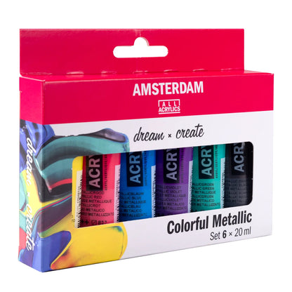 Royal Talens Amsterdam Acrylics Standard Series - 6 X 20 ML Colorful Metallic Set
