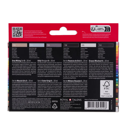 Royal Talens Amsterdam Acrylics Standard Series - 6 X 20 ML Grey Mixing Set