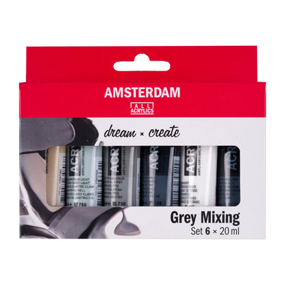 Royal Talens Amsterdam Acrylics Standard Series - 6 X 20 ML Grey Mixing Set