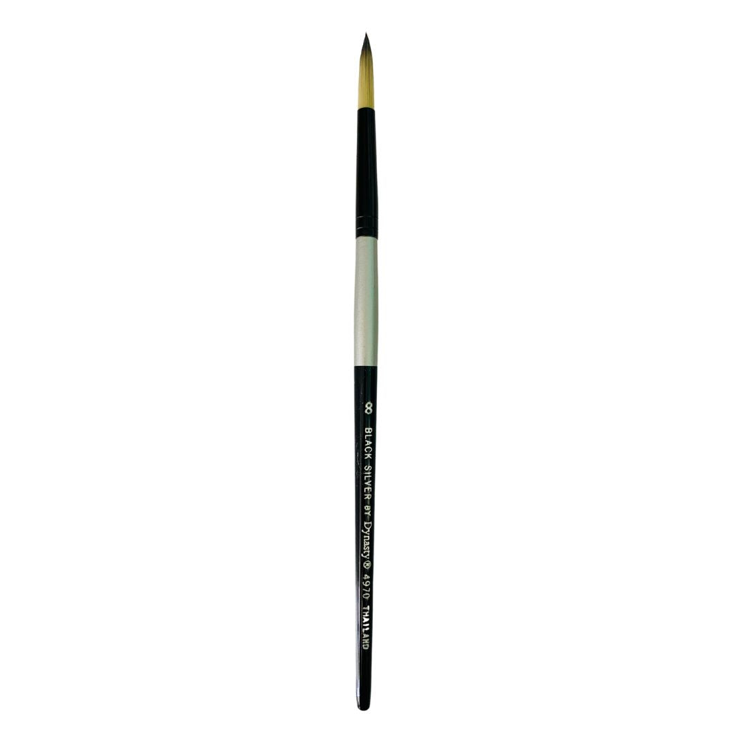 Dynasty Black Silver Brush - 8 Round