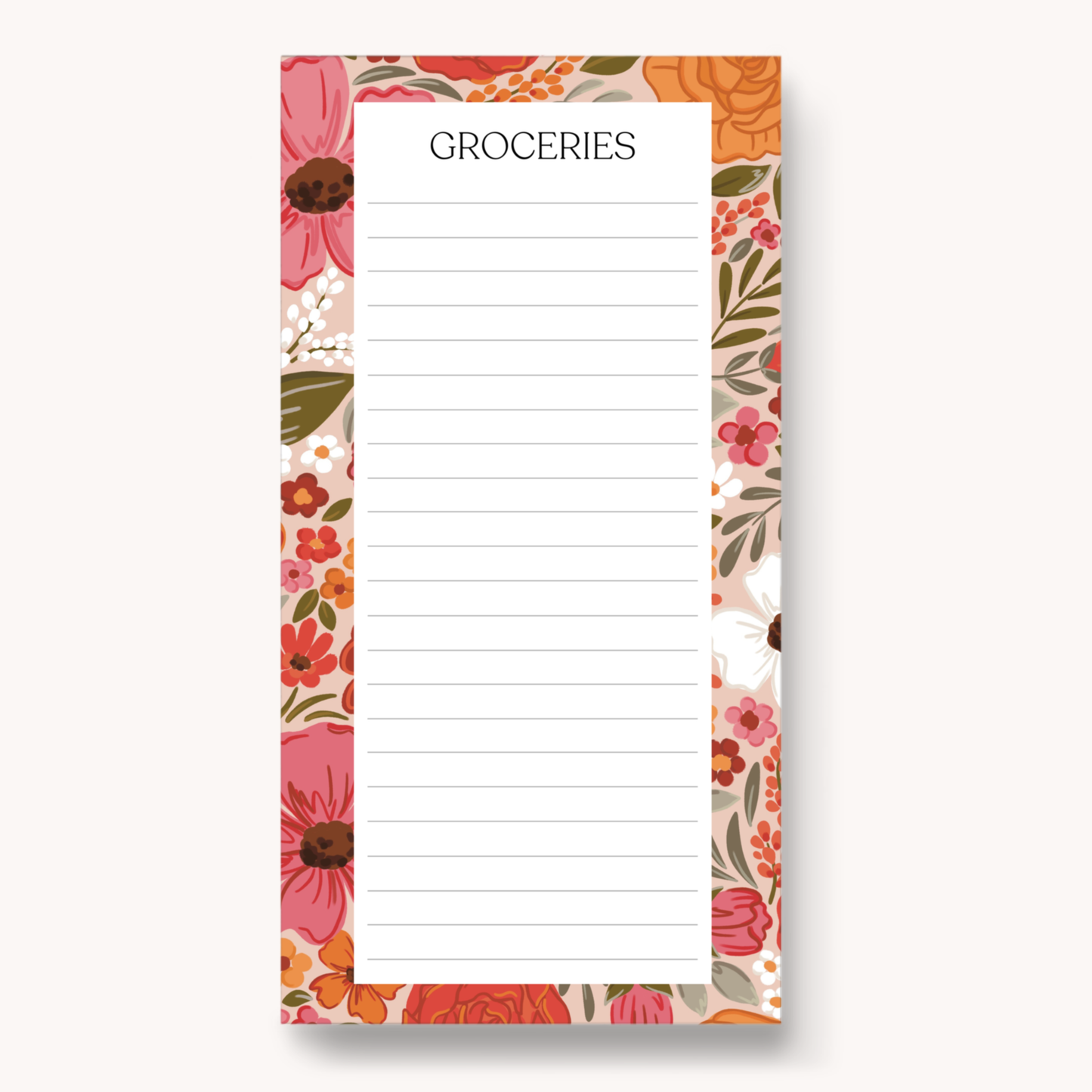 Floral Magnetic Grocery Notepad