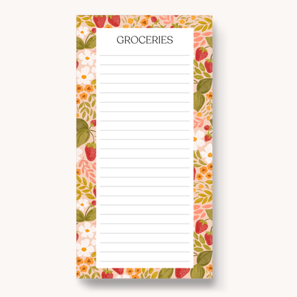 Floral Magnetic Grocery Notepad