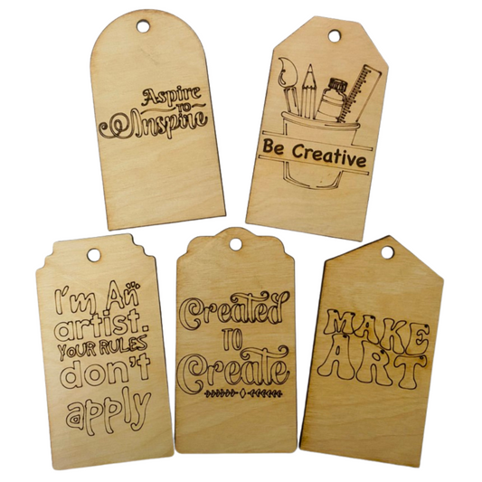 Artist MDF Wood Tags - Set of 5