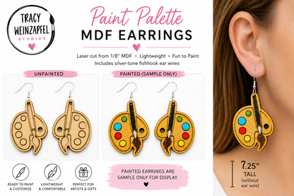 Paint Palette MDF Earrings – Unpainted