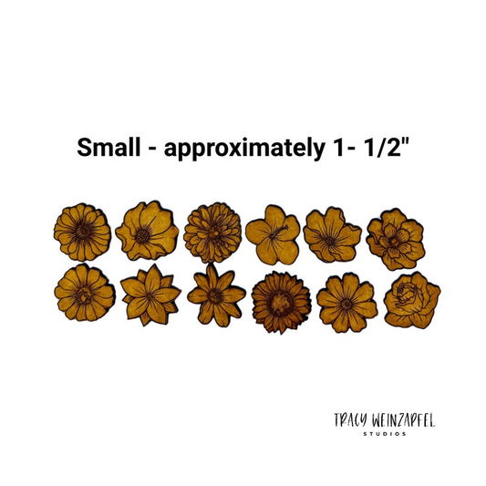 Etched Floral Embellishments 1/8" MDF - Small (Set of 12)