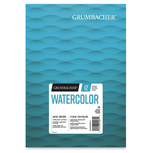 Grumbacher Watercolor Fold Over Pad - 7" x 10", 12 Sheets