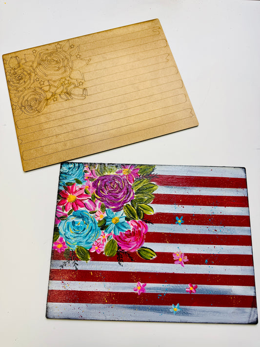 Red, White & Bloom Mixed Media Surface – 9" x 12"