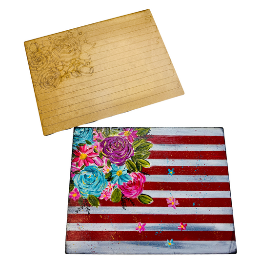 Red, White & Bloom Mixed Media Surface – 9" x 12"