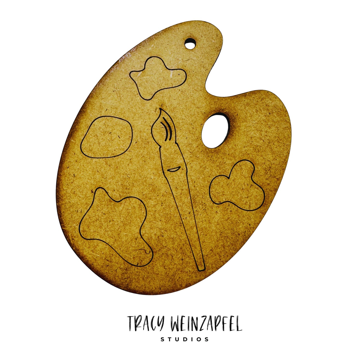 Wood Palette/Brush MDF Artist Ornament