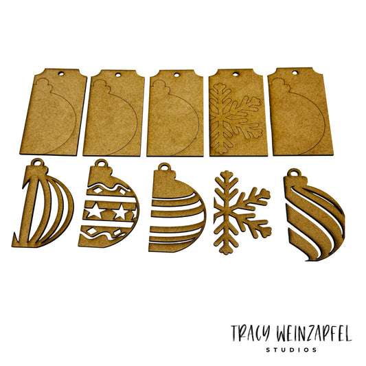 Holiday Layered Ornament Set – Set of 5 - 1/8" MDF