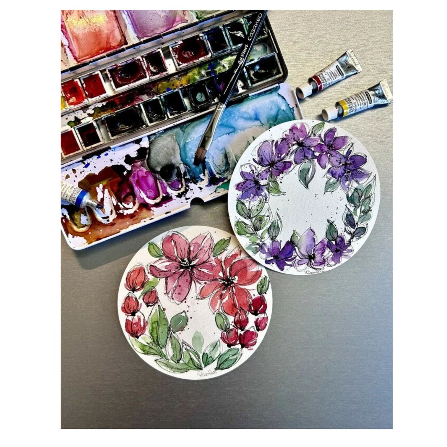 Hahnemuhle Round Watercolour Paper in Metal Tin