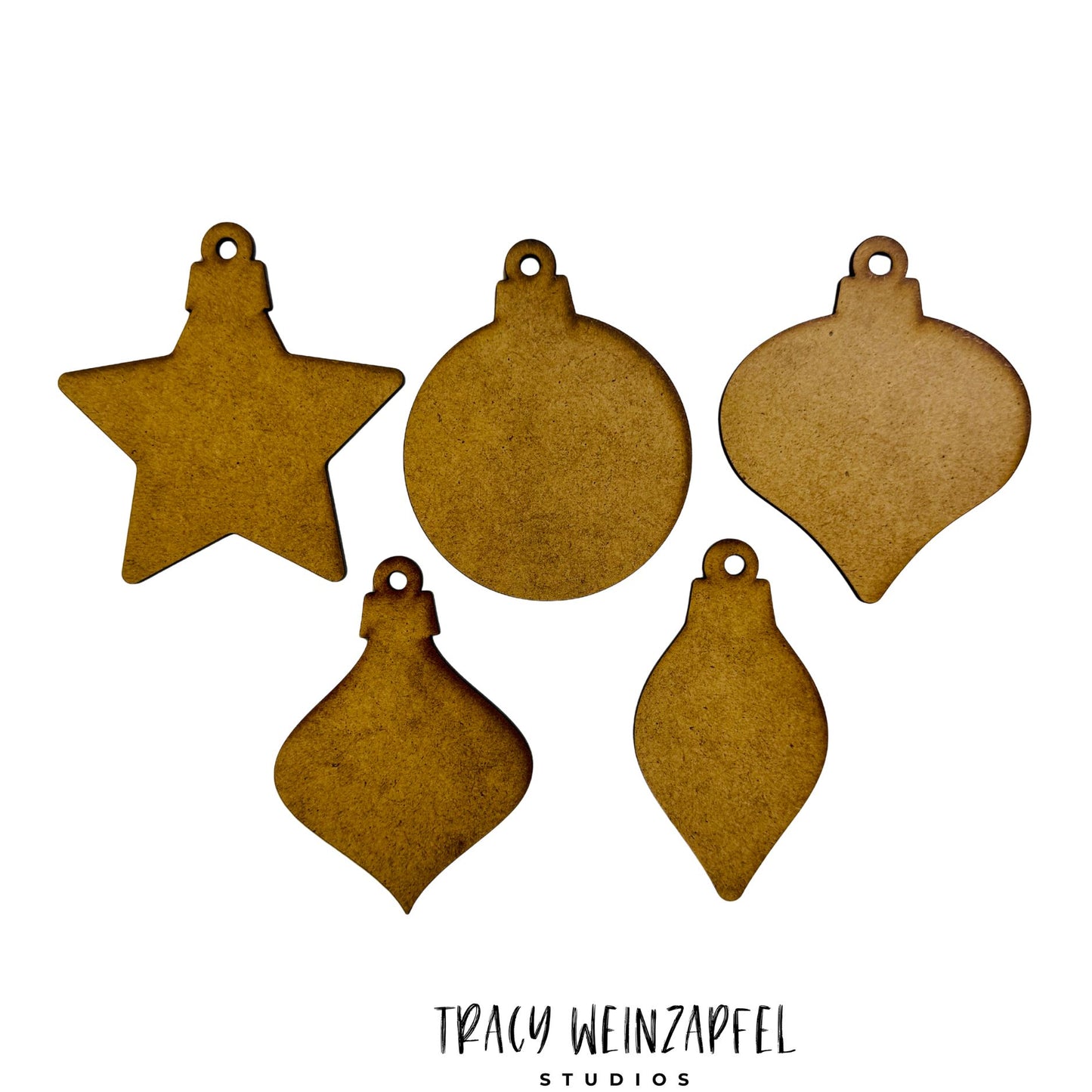 Classic Holiday Ornament Set – 5 Piece 1/8" MDF