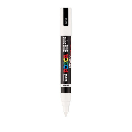 POSCA PC-5BR Acrylic Paint Marker Brush Tip - White