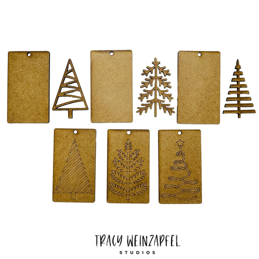 Holiday Tree Tag & Ornament Set – 6 Piece - 1/8" MDF