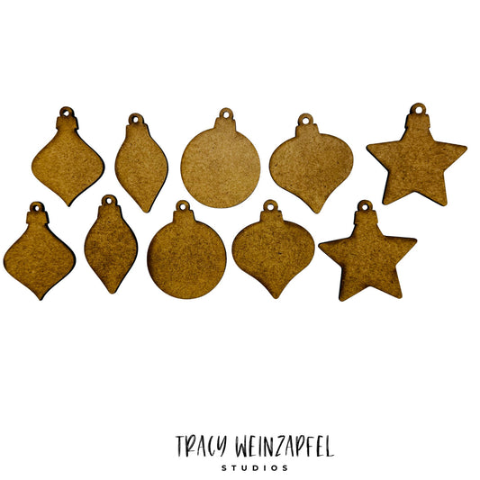Classic Holiday Ornament Set – 10 MINI Piece 1/8" MDF