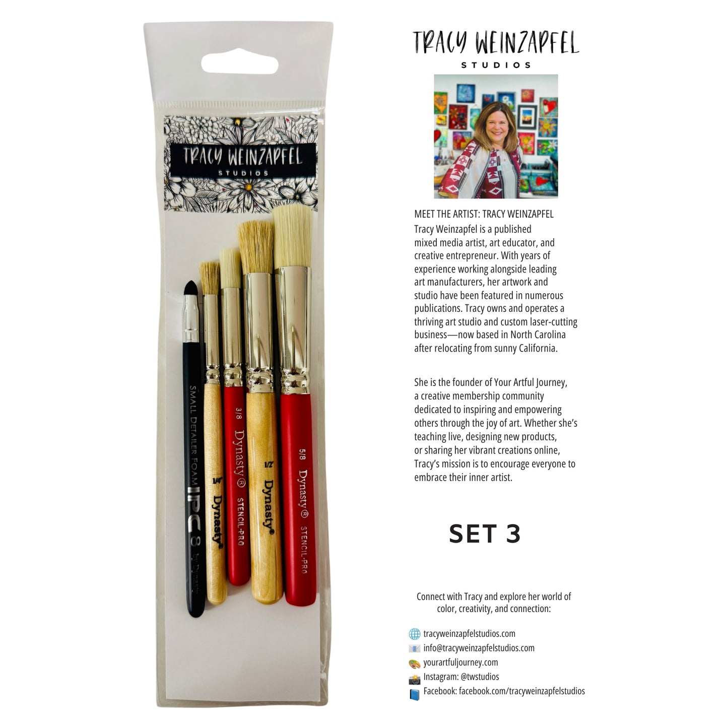 Tracy Weinzapfel Dynasty Brush SET 3 - Stencil Brushes and Detailer