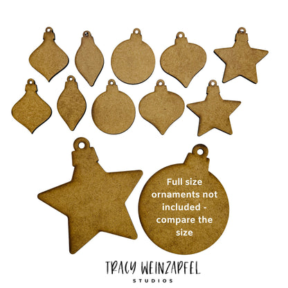 Classic Holiday Ornament Set – 10 MINI Piece 1/8" MDF