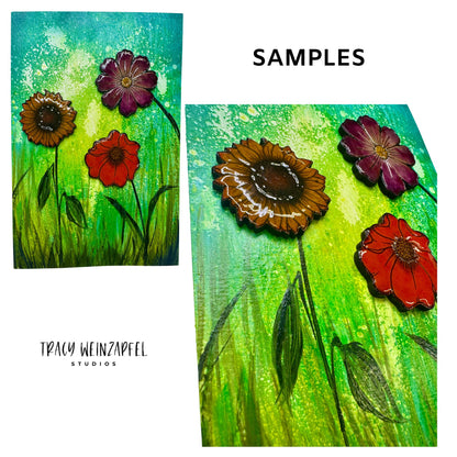 Etched Floral Embellishments 1/8" MDF - Medium (Set of 12)