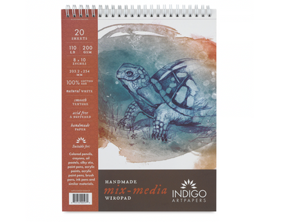 Indigo Artpapers 100% Cotton Mixed Media Wiropad - 8" x 10", 20 Sheets