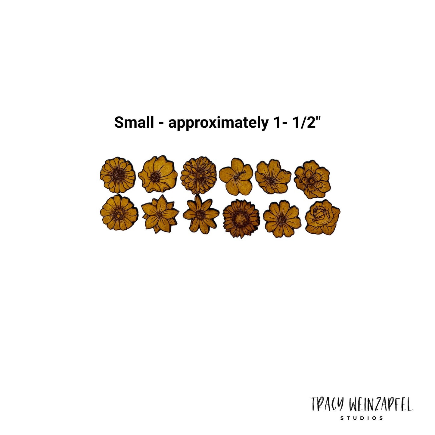 Etched Floral Embellishments 1/8" MDF - Small (Set of 12)