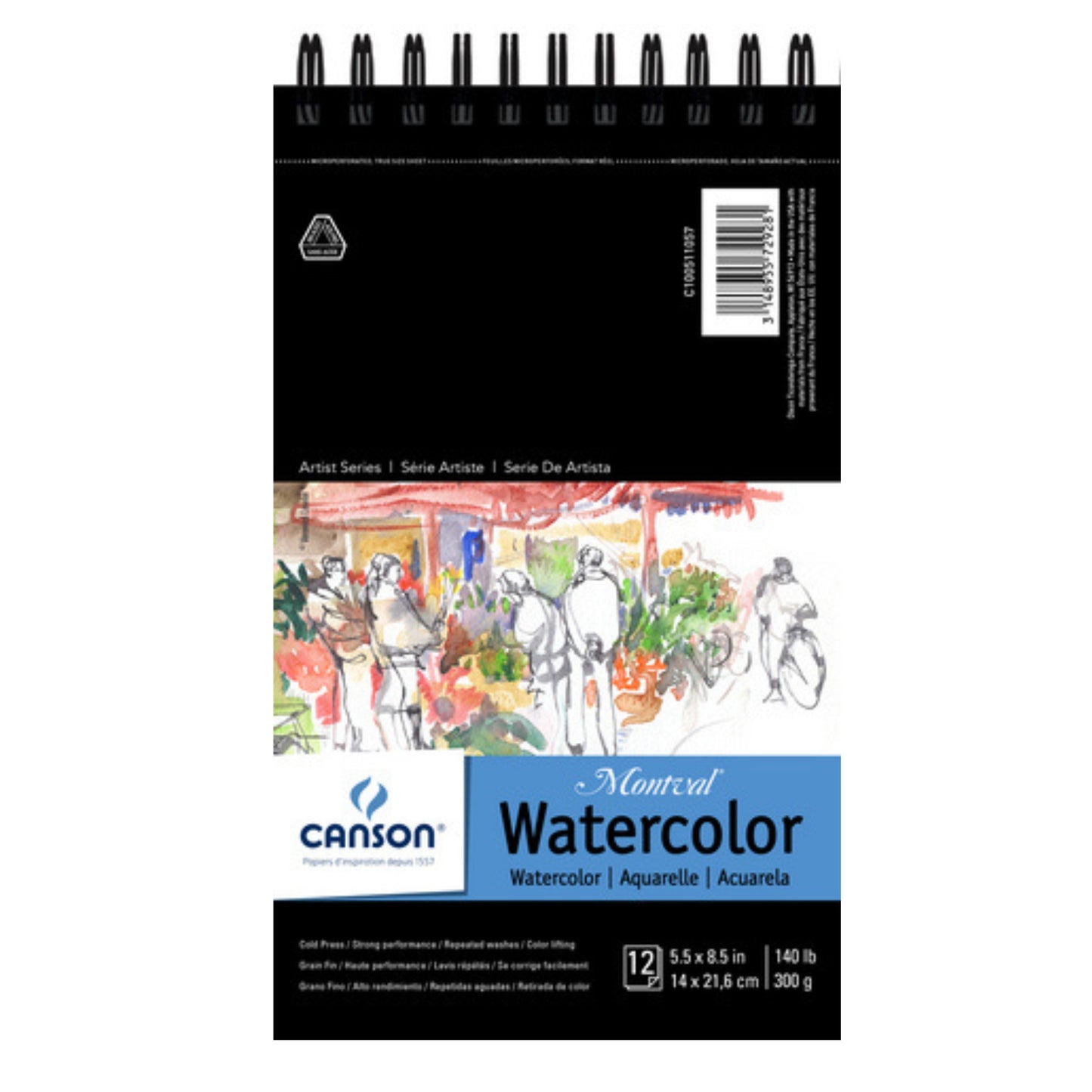 Canson Montval Wire Bound Watercolor 140LB Cold Press 12 SHT 5.5X8.5