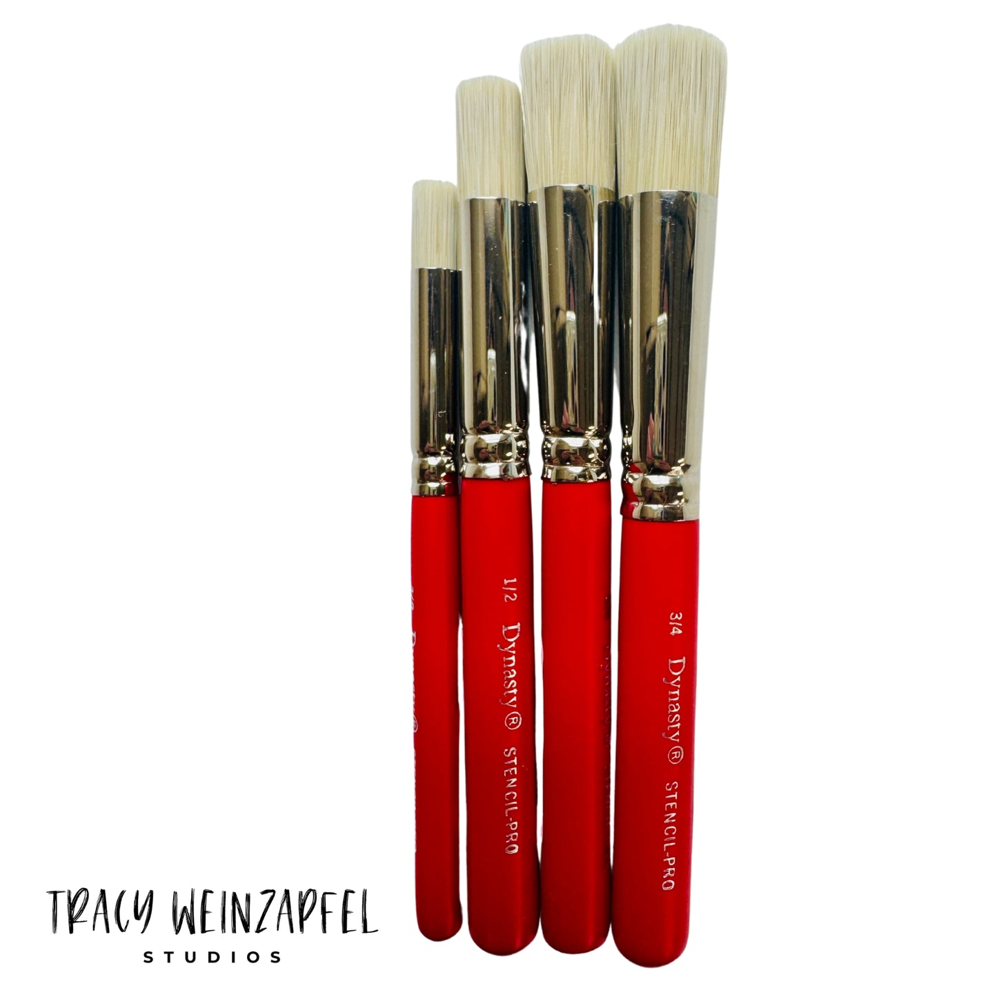 Dynasty Stencil Brush Pro - SET of 4 (3/8", 1/2", 5/8" and 3/4")