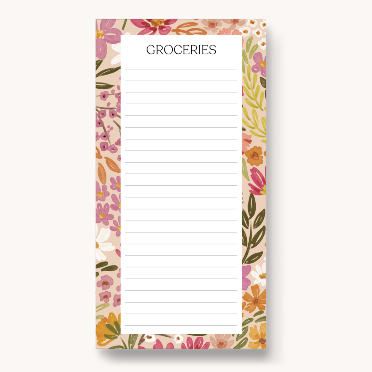 Floral Magnetic Grocery Notepad
