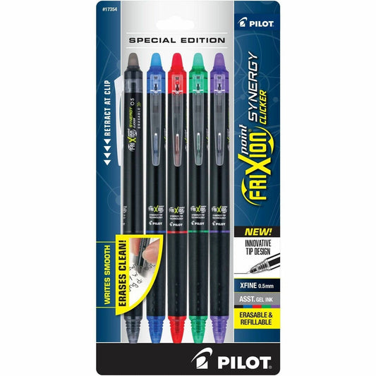 FriXion Erasable Gel Pens, FriXion Ball Clicker, Assorted, Thermosensitive Ink, 5 / Pack, PIL17354