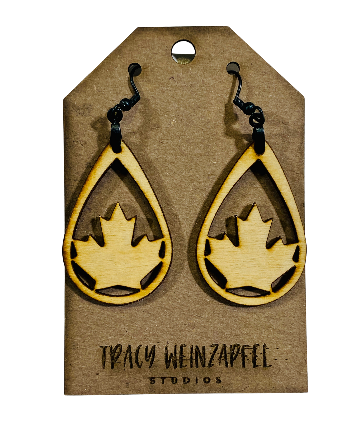 Maple Leaf Wood Earrings - Unfinished