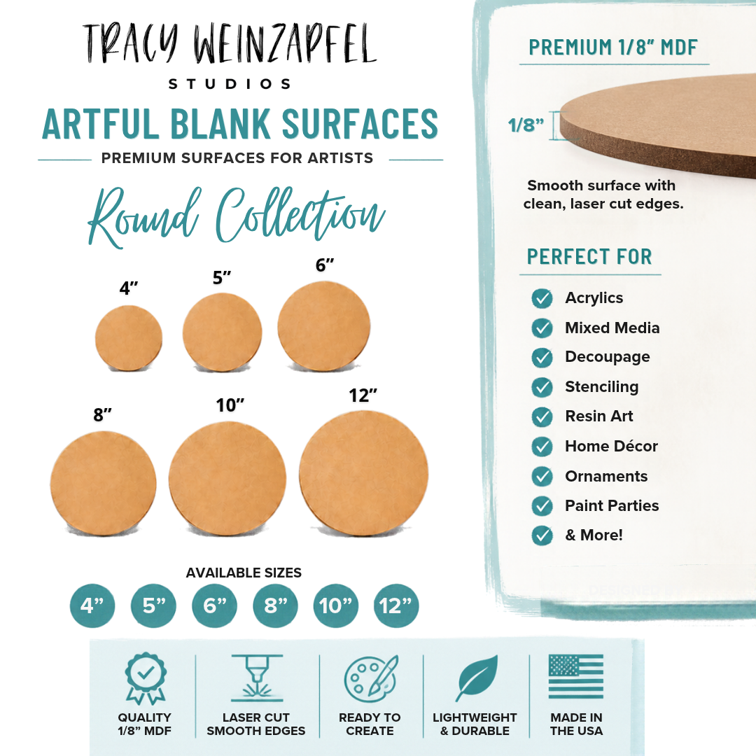Artful Blank Surfaces – Round Collection – Round MDF Painting & Mixed Media Boards