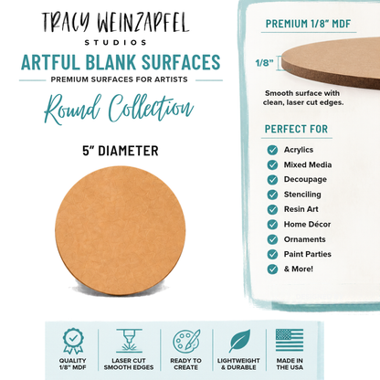 Artful Blank Surfaces – Round Collection – Round MDF Painting & Mixed Media Boards
