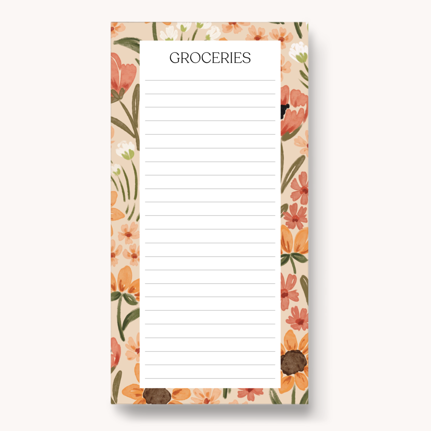 Floral Magnetic Grocery Notepad