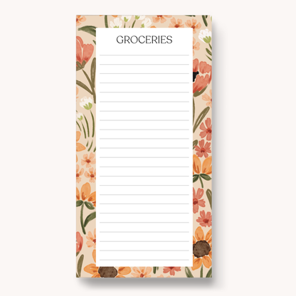 Floral Magnetic Grocery Notepad
