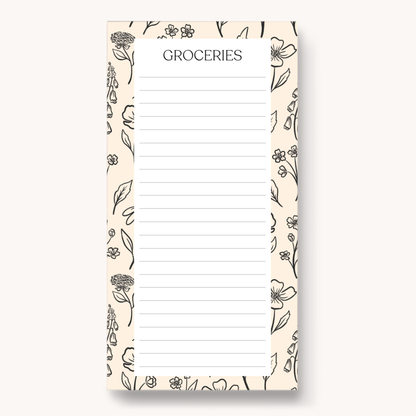 Floral Magnetic Grocery Notepad