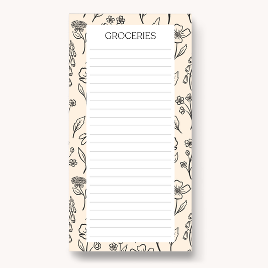 Floral Magnetic Grocery Notepad