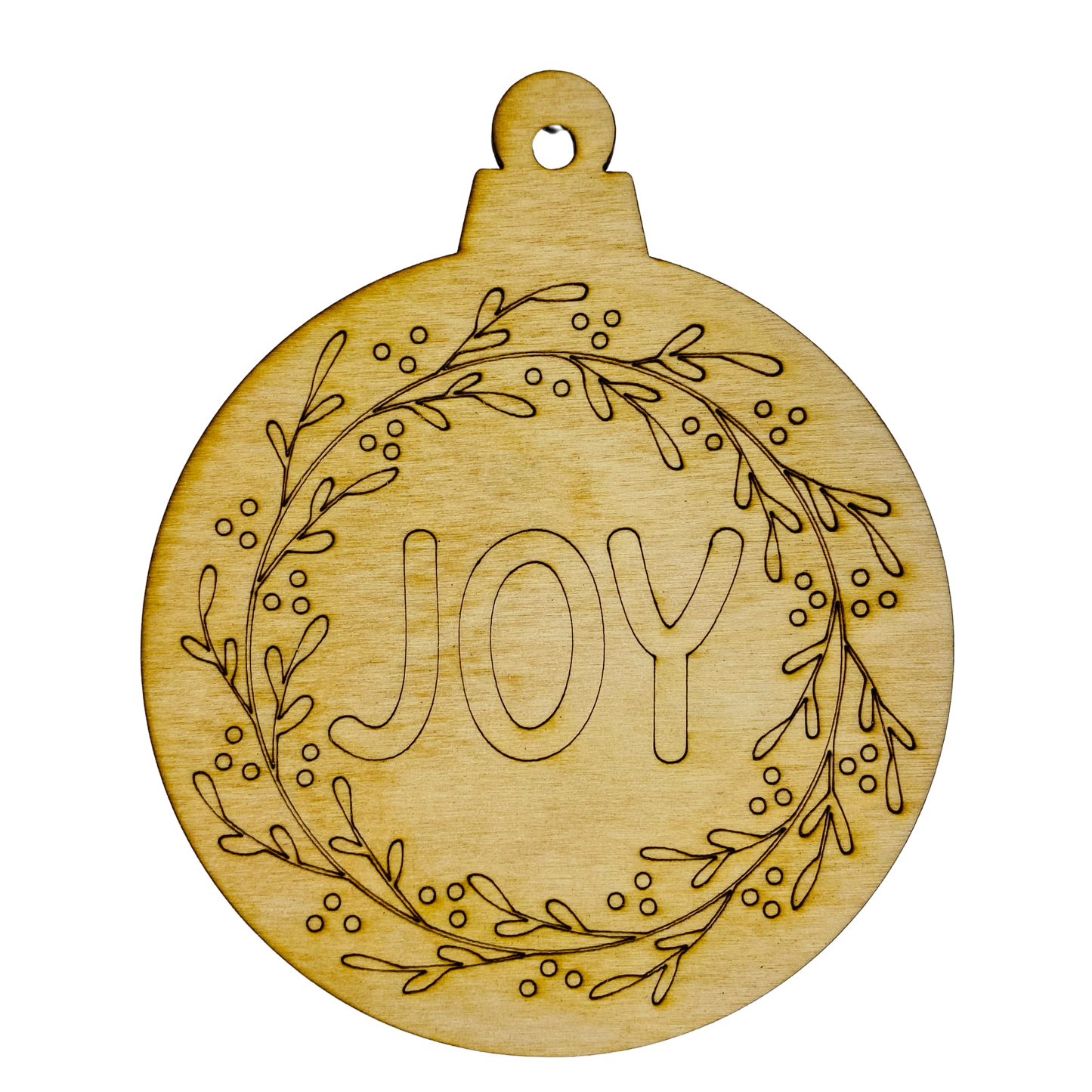 4" Wide 1/8" Birch Wood Ornaments - Joy
