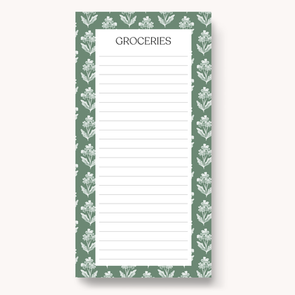 Floral Magnetic Grocery Notepad