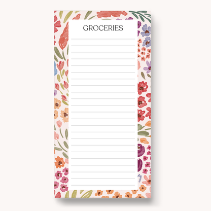 Floral Magnetic Grocery Notepad
