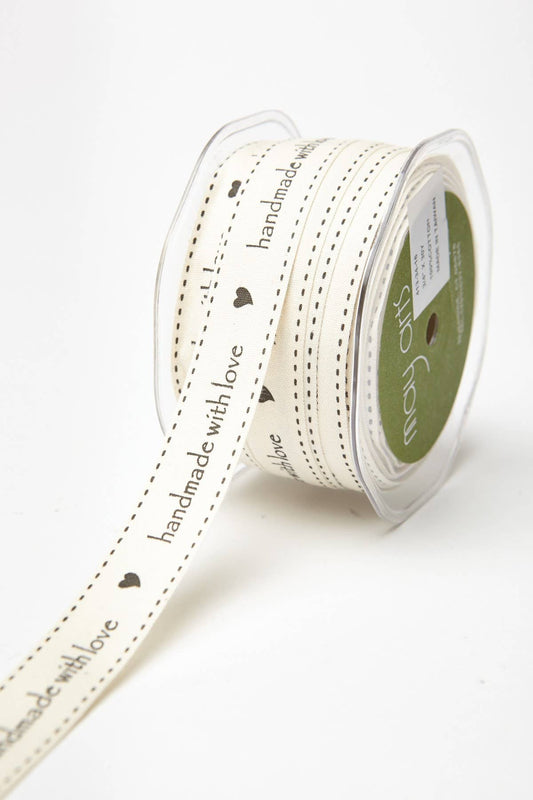 3/4" "Handmade with Love" Print 100% Cotton Ribbon